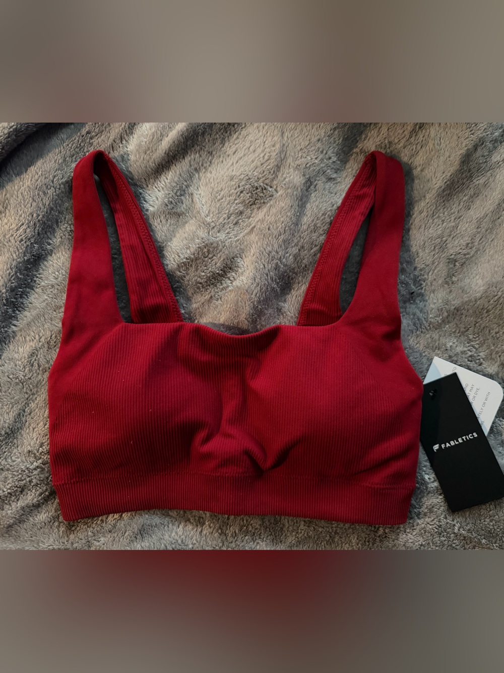 Fabletics Crimson Ribbed Sports Bra